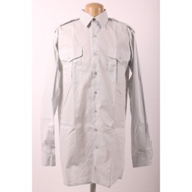 M/69 uniformsskjorte med flag, 1/1 ærme, Gråhvid, Ubrugt, 43 N